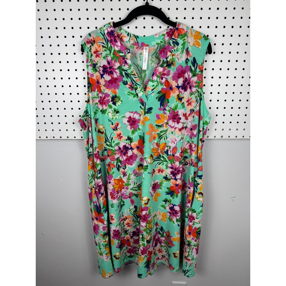 Dear Scarlett NWT Mint Floral Lizzy Dress XL Colorful Sleeveless Pockets
